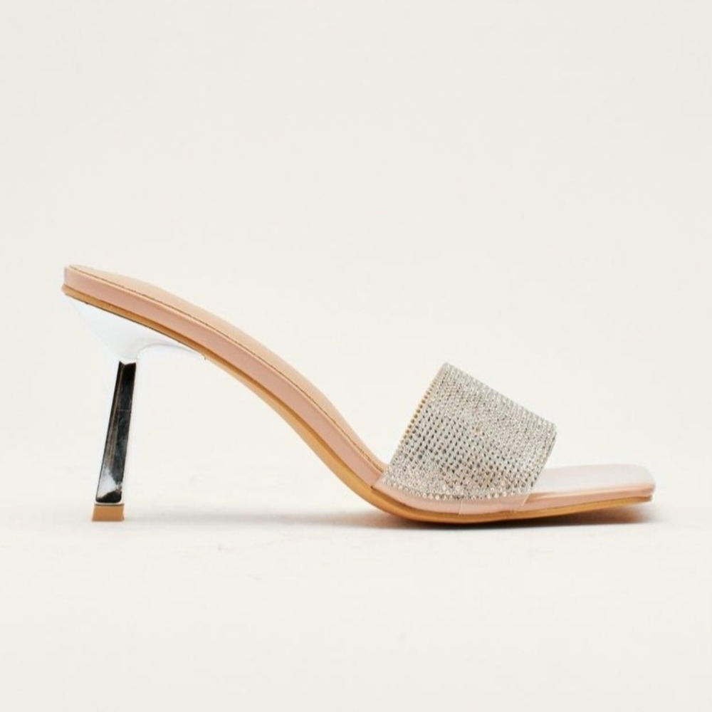NEW DIAMANTE HEELED MULES Size 7